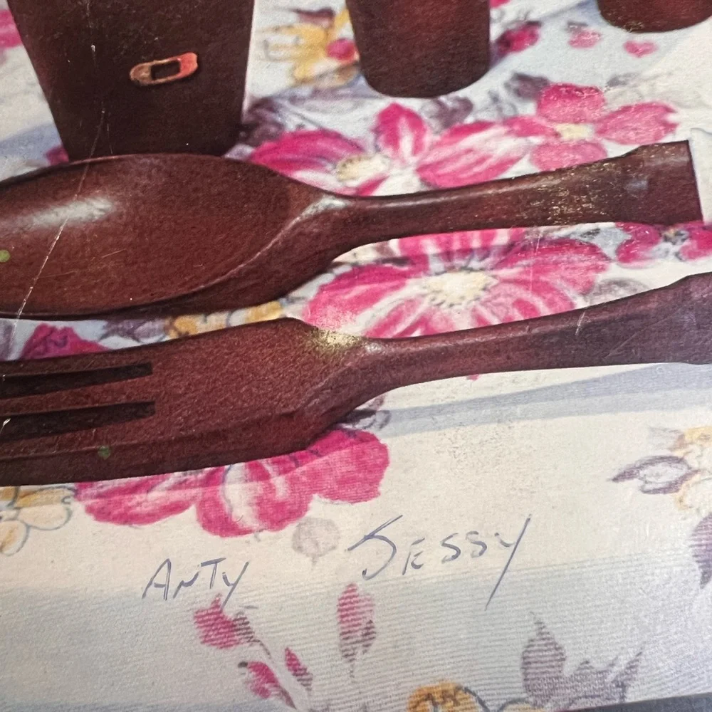 VINTAGE‎ MATERIAL 6 PIECE SALAD SERVING SET